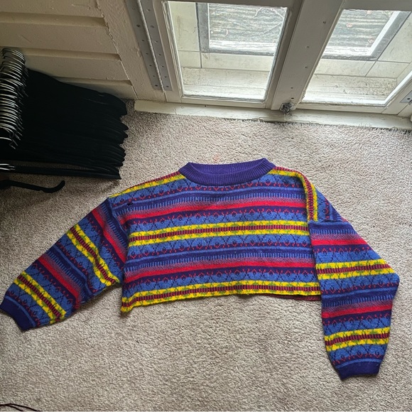Sweaters - Cropped fuzzy striped sweater never worn